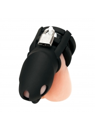 Черная клетка для пениса Silicone Small 2 in Cock Cage With Ball Divider - BlueLine - купить с доставкой в Муроме