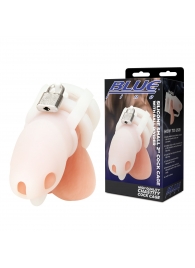 Белая клетка для пениса Silicone Small 2 in Cock Cage With Ball Divider - BlueLine - купить с доставкой в Муроме