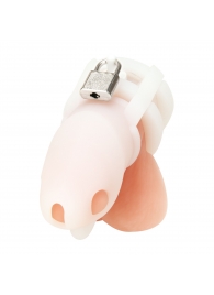 Белая клетка для пениса Silicone Small 2 in Cock Cage With Ball Divider - BlueLine - купить с доставкой в Муроме