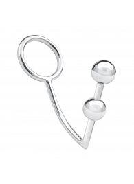 Кольцо на пенис с анальным стимулятором Two Bead Stainless Steel Anal Hook   Cock Ring - BlueLine - в Муроме купить с доставкой