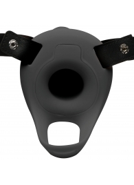 Черный полый страпон с вибрацией 2’’ Erection 28X Smooth Vibrating Silicone Penis Sheath - XR Brands - купить с доставкой в Муроме