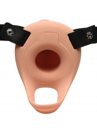 Телесный полый страпон 2  Erection 28X Smooth Vibrating Silicone Penis Sheath - 16 см. - XR Brands - купить с доставкой в Муроме