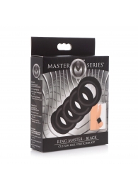 Комплект из 5 черных эрекционных колец для мошонки Ring Master Custom Ball Stretcher Kit - XR Brands - в Муроме купить с доставкой