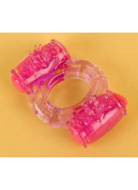 Фиолетовое виброкольцо с двумя вибропульками - Toyfa Basic - в Муроме купить с доставкой