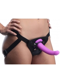 Лиловый поясной страпон Navigator Silicone G-Spot Dildo with Harness - 17,8 см. - XR Brands - купить с доставкой в Муроме