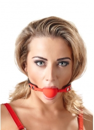 Силиконовый кляп-шар на чёрных ремешках Red Gag silicone - Orion - купить с доставкой в Муроме