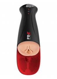 Телесный мастурбатор-вагина в черной колбе с вибрацией Fuck-O-Matic Pro XL - Pipedream - в Муроме купить с доставкой