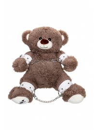 Бондажный набор: бурый мишка с белыми оковами и наручниками - Pecado - купить с доставкой в Муроме