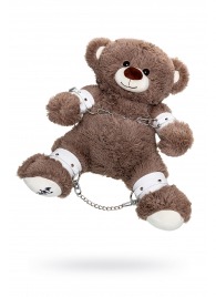 Бондажный набор: бурый мишка с белыми оковами и наручниками - Pecado - купить с доставкой в Муроме