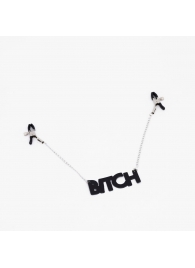 Зажимы на соски с кожаной подвеской Bitch - Crazy Handmade - купить с доставкой в Муроме