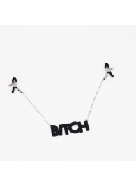 Зажимы на соски с кожаной подвеской Bitch - Crazy Handmade - купить с доставкой в Муроме
