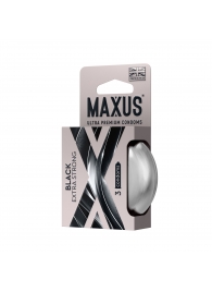 Черные утолщенные презервативы MAXUS Extra Strong с железным кейсом - 3 шт. - Maxus - купить с доставкой в Муроме