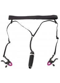 Женские вибростринги с зажимами для половых губ Spreader String with Vibrator - Orion - купить с доставкой в Муроме