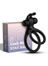 Черное эрекционное виброкольцо с подхватом мошонки Stay Hard - Boys of Toys - в Муроме купить с доставкой