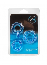 Набор из 3 синих эрекционных колец с различным рельефом - Erowoman-Eroman - в Муроме купить с доставкой