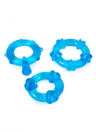 Набор из 3 синих эрекционных колец с различным рельефом - Erowoman-Eroman - в Муроме купить с доставкой