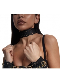 Черный ажурный чокер с золотистой фурнитурой - Crazy Handmade - купить с доставкой в Муроме