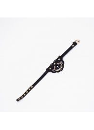 Черный чокер с клепками и золотистой фурнитурой - Crazy Handmade - купить с доставкой в Муроме