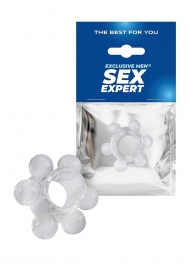 Прозрачное эрекционное кольцо с 6 стимулирующими шариками - Sex Expert - в Муроме купить с доставкой