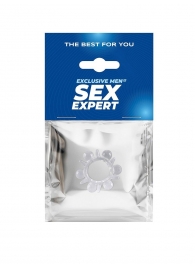 Прозрачное эрекционное кольцо с шариками и шипами - Sex Expert - в Муроме купить с доставкой