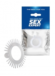 Эластичное эрекционное кольцо с шипиками и шариком - Sex Expert - в Муроме купить с доставкой