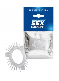 Эластичное эрекционное кольцо с 3 шариками и шипами - Sex Expert - в Муроме купить с доставкой