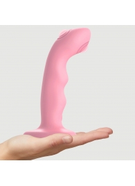 Розовая насадка-стимулятор Strap-On-Me Tapping Dildo Wave - Strap-on-me - купить с доставкой в Муроме