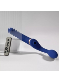 Синий безремневой страпон Multi Orgasm Bendable Strap-On size L с клиторальной стимуляцией - Strap-on-me - купить с доставкой в Муроме