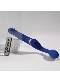 Синий безремневой страпон Multi Orgasm Bendable Strap-On size XL с клиторальной стимуляцией - Strap-on-me - купить с доставкой в Муроме