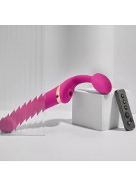 Ярко-розовый безремневой страпон Multi Orgasm Bendable Strap-On size XL с клиторальной стимуляцией - Strap-on-me - купить с доставкой в Муроме