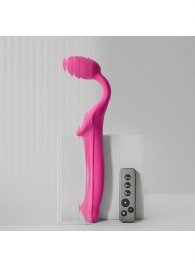 Ярко-розовый безремневой страпон Strap-on-me Vibrating Bendable Strap-On size L - Strap-on-me - купить с доставкой в Муроме