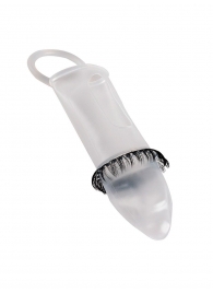 Закрытая насадка на пенис с подхватом мошонки и стимулирующими «ресничками» - Sextaz - в Муроме купить с доставкой