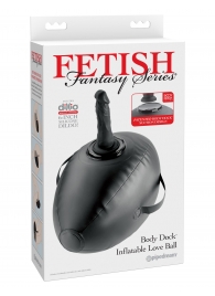Черный надувной мяч с платформой для фиксации дилдо Body Dock Inflatable Love Ball - Pipedream - купить с доставкой в Муроме