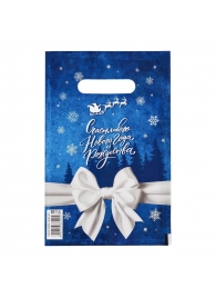Сине-белый подарочный новогодний пакет с вырубной ручкой (20х30 см) - Сима-Ленд - купить с доставкой в Муроме