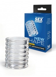 Прозрачная сквозная насадка на пенис с ребрышками - Sex Expert - в Муроме купить с доставкой