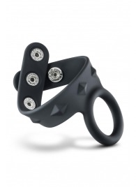 Черное эрекционное кольцо с подхватом мошонки на кнопках VS6 - Blush Novelties - в Муроме купить с доставкой