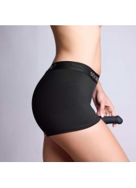 Черные трусики-боксеры для фиксации насадок Strap-on-me Harness Lingerie Allure - size XS - Strap-on-me - купить с доставкой в Муроме