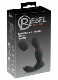 Черная анальная пробка с вибрацией, вращением и пультом ДУ RC Butt Plug with 2 Functions - Orion - в Муроме купить с доставкой