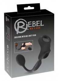 Черное виброкольцо с анальной пробкой Cock Ring with RC Butt Plug - Orion - в Муроме купить с доставкой