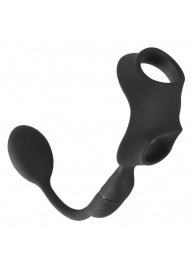 Черное виброкольцо с анальной пробкой Cock Ring with RC Butt Plug - Orion - в Муроме купить с доставкой