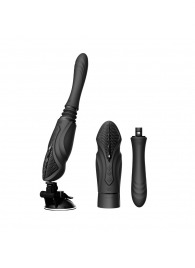 Черная секс-машина с функцией нагрева, насадками и присоской Sesh - Zalo - купить с доставкой в Муроме