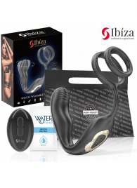 Черная анальная пробка с вращением и эрекционными кольцами - Ibiza - в Муроме купить с доставкой