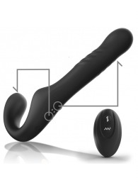 Черный безремневой страпон с вибрацией и возвратно-поступательными движениями - 24 см. - Ibiza - купить с доставкой в Муроме