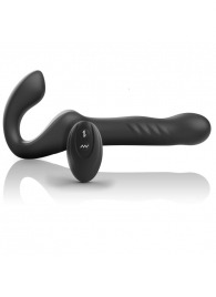 Черный безремневой страпон с вибрацией и возвратно-поступательными движениями - 24 см. - Ibiza - купить с доставкой в Муроме