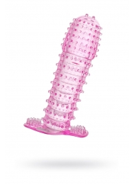 Гелевая розовая насадка с шипами - 12 см. - Toyfa Basic - в Муроме купить с доставкой