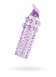 Гелевая фиолетовая насадка с шариками, шипами и усиком - 11 см. - Toyfa Basic - в Муроме купить с доставкой