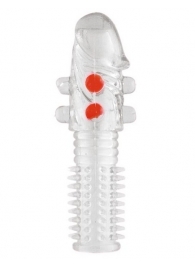 Гелевая прозрачная насадка с шариками и шипами - 14 см. - Toyfa Basic - в Муроме купить с доставкой