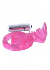 Розовая вибронасадка со стимулятор клитора   Язычок - Toyfa Basic - в Муроме купить с доставкой