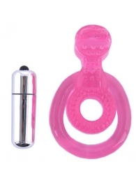 Розовая вибронасадка со стимулятор клитора   Язычок - Toyfa Basic - в Муроме купить с доставкой