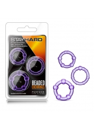 Набор из 3 фиолетовых эрекционных колец Stay Hard Beaded Cockrings - Blush Novelties - в Муроме купить с доставкой
